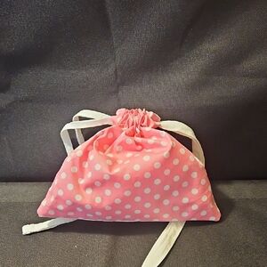 Pink Polka Dot Kids Drawstring Bag